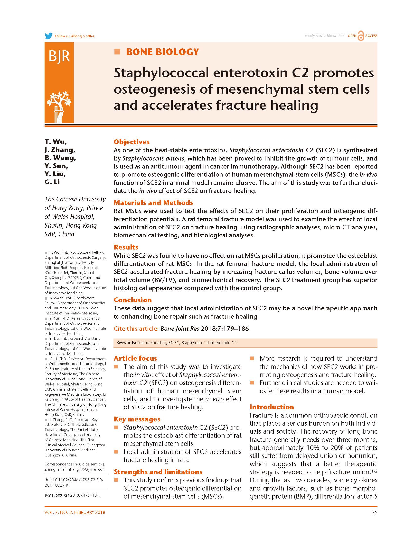 Staphylococcal enterotoxin C2 promotes osteogenesis of mesen