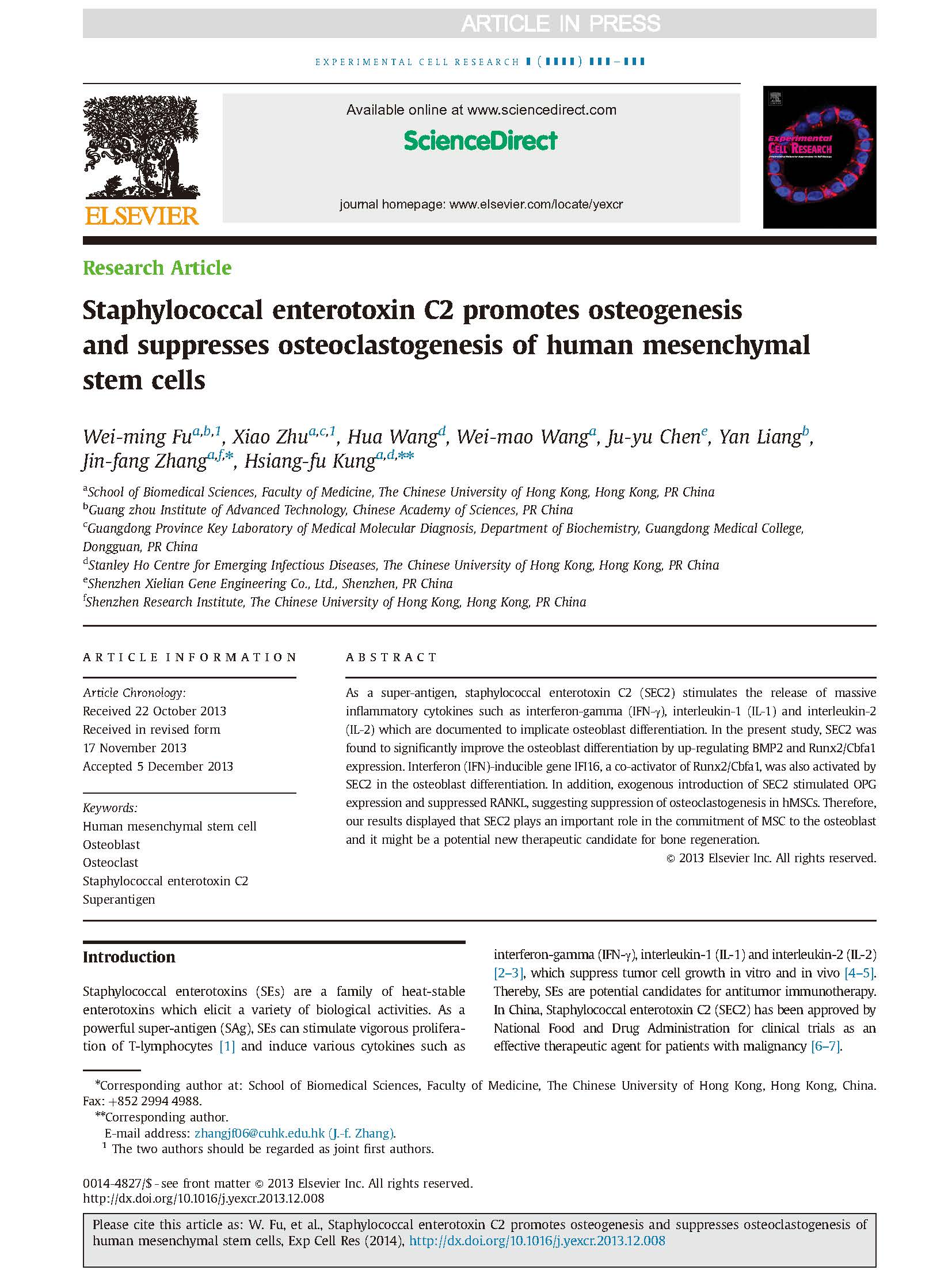 StaphylococcalenterotoxinC2promotesosteogenesis and suppress